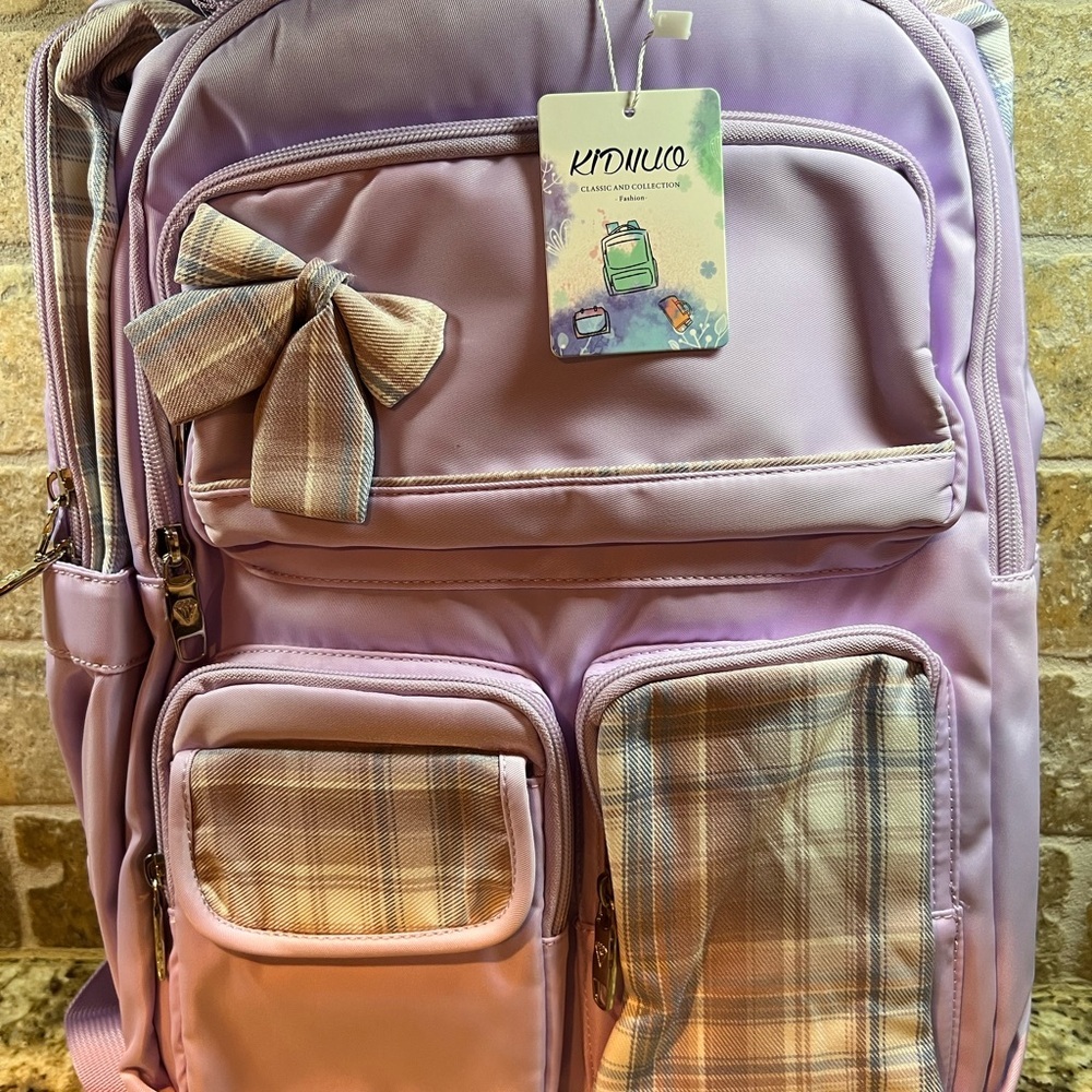 Kids Lavender Backpack with Bow by